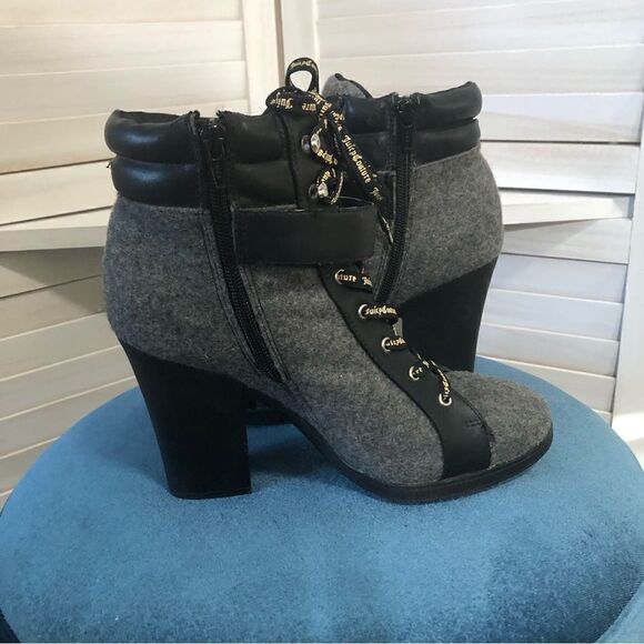 Juicy Couture Gray Wool Vegan Leather Boots 8.5 - Picture 9 of 11